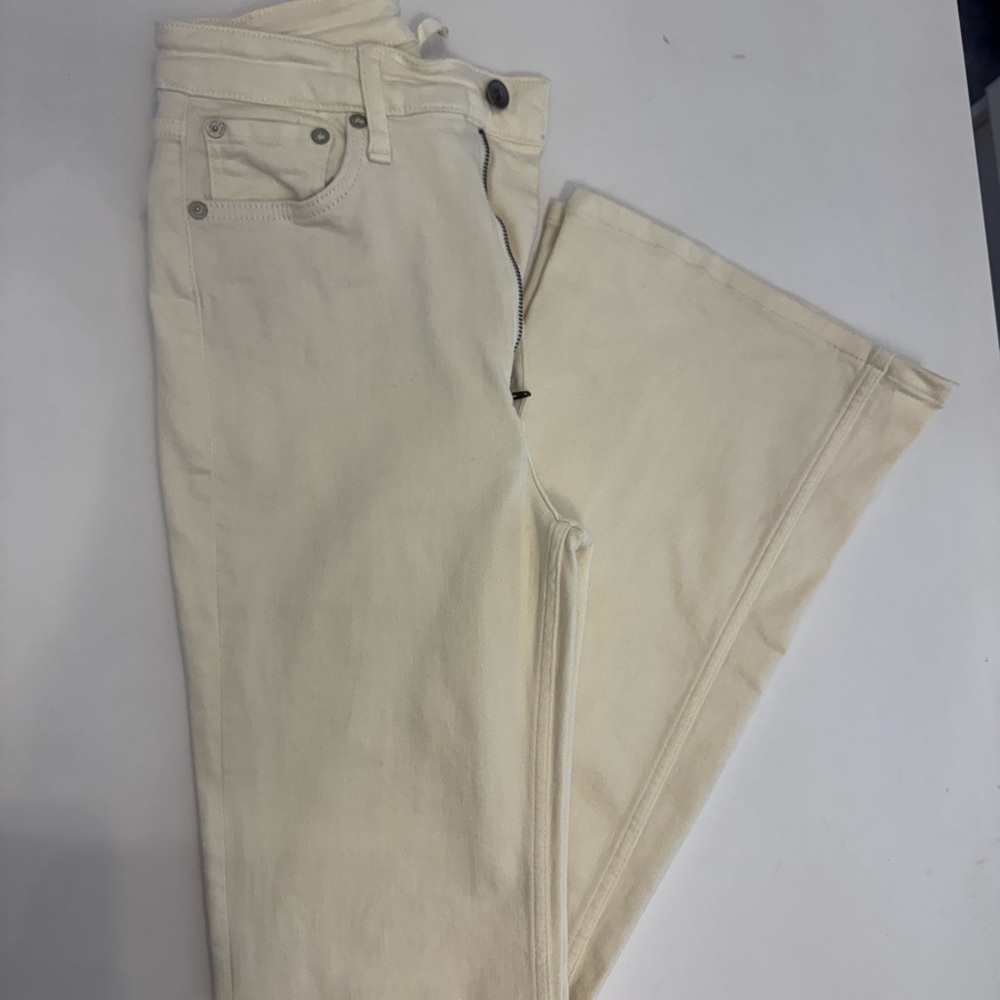 Rag & Bone Cream Flare Wide Leg Jeans